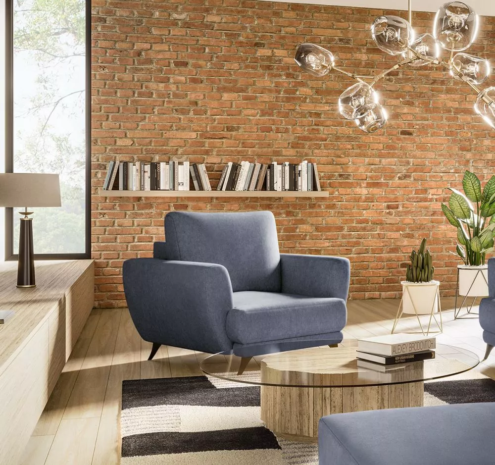 Mīksts krēsls Megis 1S standard Sēdvietas dziļums: 60 cm, · Zils · 102 × 94 × 87 cm