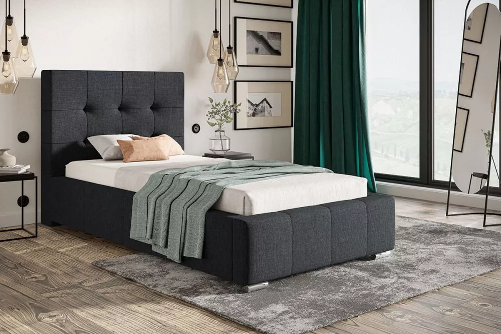 Gulta Bed 5 standard ar stelāžu Guļamvietas platums: 90 cm, Guļamvietas garums: 200 cm, stelāžas tips: koka, · Tumši pel