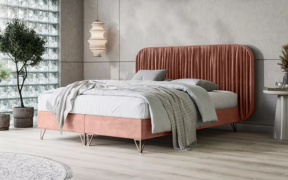 Gulta Ayana Boxspring Standard Guļamvietas platums: 200 cm, Guļamvietas garums: 200 cm, · Rozā · 230 × 210 × 113 cm