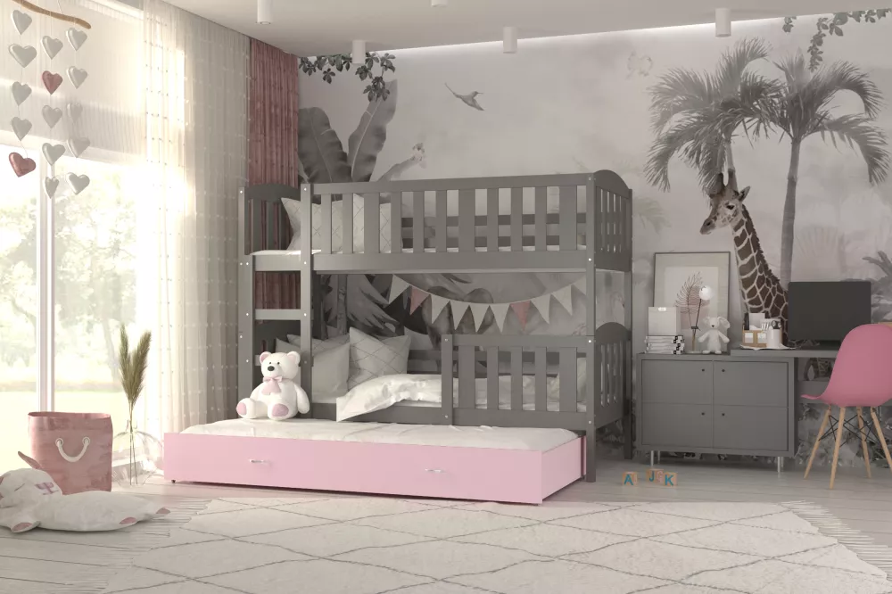 Bērnu gulta Kubus 3 MDF 80x190 ar stelāžām Guļamvietas platums: 80 cm, Guļamvietas garums: 190 cm, · 86 × 198 × 158 cm