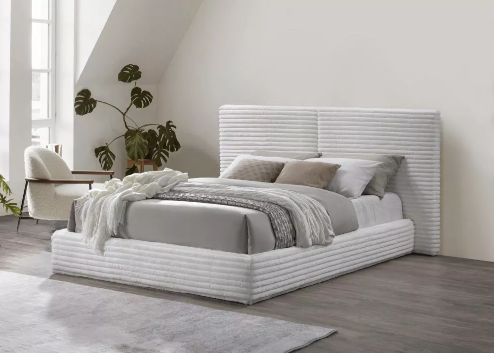Gulta Madera 160x200 ar stelāžu Guļamvietas platums: 160 cm, Guļamvietas garums: 200 cm, · Krēma · 210 × 214 × 111 cm