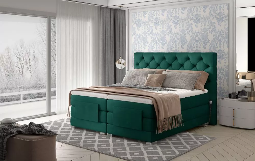 Gulta Clover Electric Boxspring Lux standard Guļamvietas platums: 180 cm, Guļamvietas garums: 200 cm, · Zaļš · 198 × 217