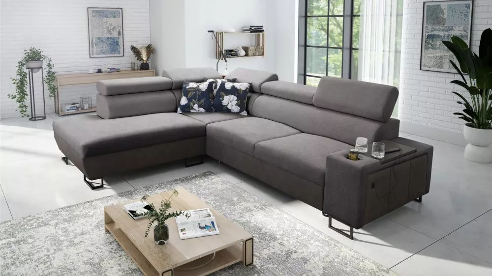 Dīvāns Melody 7 Premium Standard · Tumši pelēks + grafīts · 220 × 285 × 84 cm