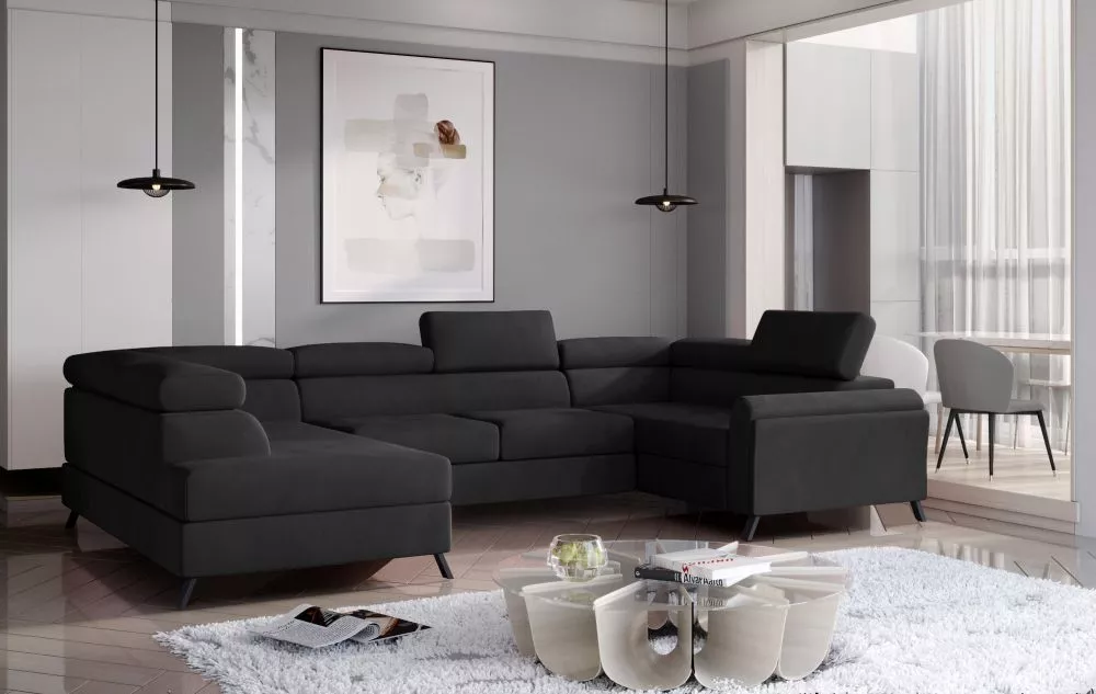 Dīvāns Escada Premium standard · Melns · 200 × 336 × 76 cm