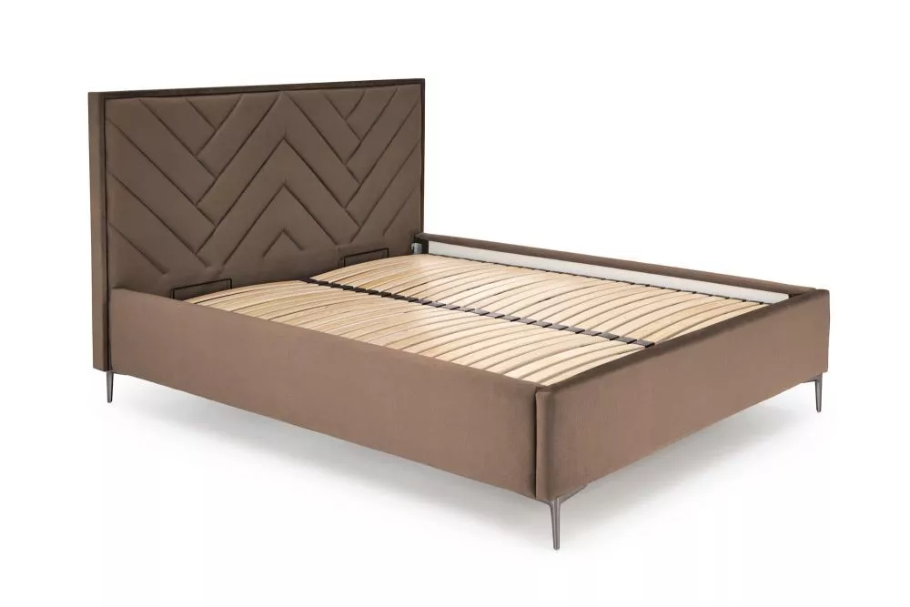 Gulta Modulo 1 160x200 ar stelāžu Guļamvietas platums: 160 cm, Guļamvietas garums: 200 cm, · Gaiši brūns · 175 × 216 × 1
