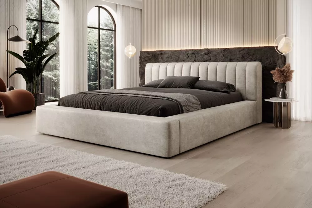 Gulta Amira Standard ar stelāžu Guļamvietas platums: 160 cm, Guļamvietas garums: 200 cm, stelāžas tips: koka, · Bēšs · 2