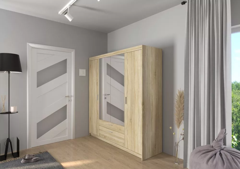 Skapis Elena 4D ar spoguli · Sonoma · 176.3 × 53 × 190.5 cm