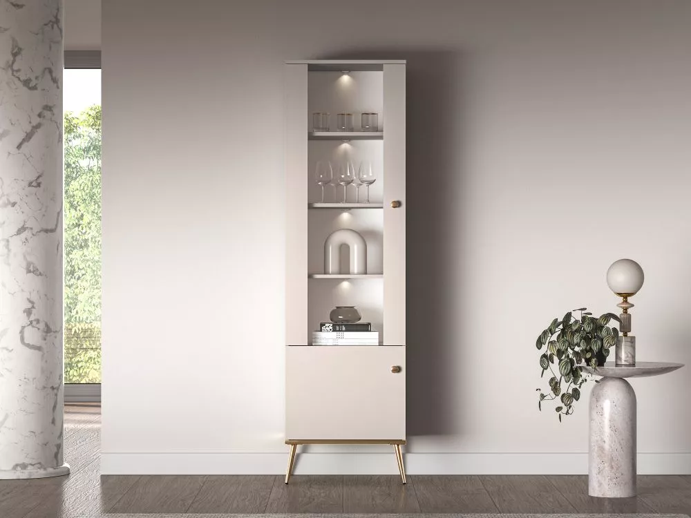 Sekcija Selgin 01 ar LED Korpusa krāsa: gaiši bēšs, · 55 × 40 × 190 cm