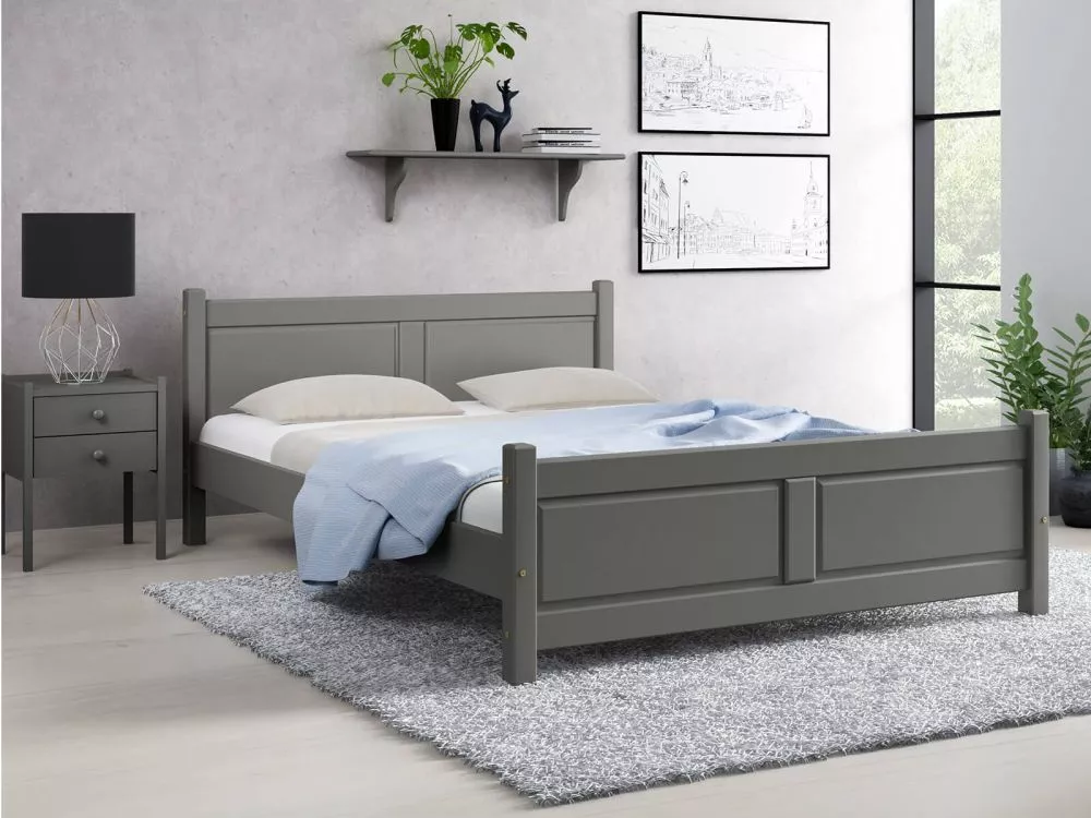 Gulta Lena ar stelāžu Guļamvietas platums: 140 cm, Guļamvietas garums: 200 cm, · Pelēks · 148 × 211 × 76 cm