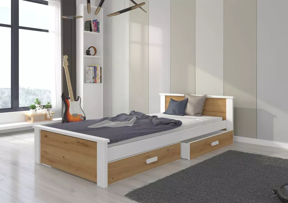 Bērnu gulta Aldo 80x180 ar stelāžu Guļamvietas platums: 80 cm, Guļamvietas garums: 180 cm, · 99 × 210 × 72 cm