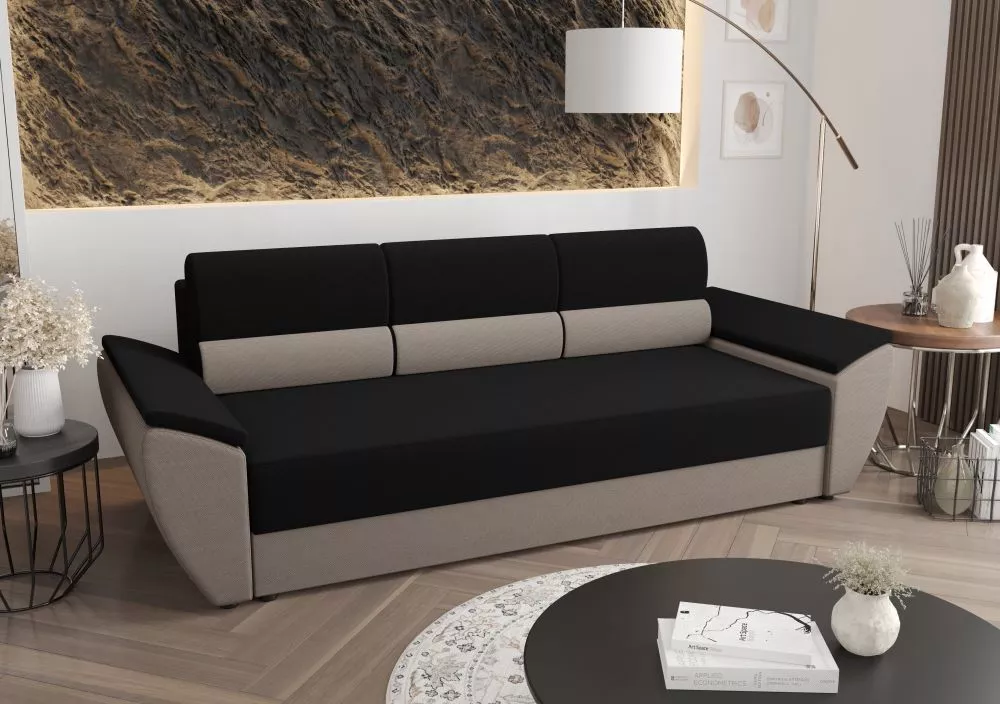 Dīvāns Rebi Bis Standard · Melns + pelēks · 80 × 240 × 78 cm