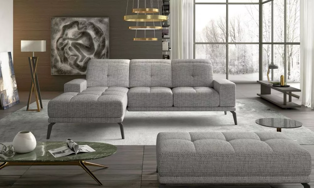 Dīvāns Torrense Standard ar pufu · Gaiši pelēks · 175 × 265 × 77 cm