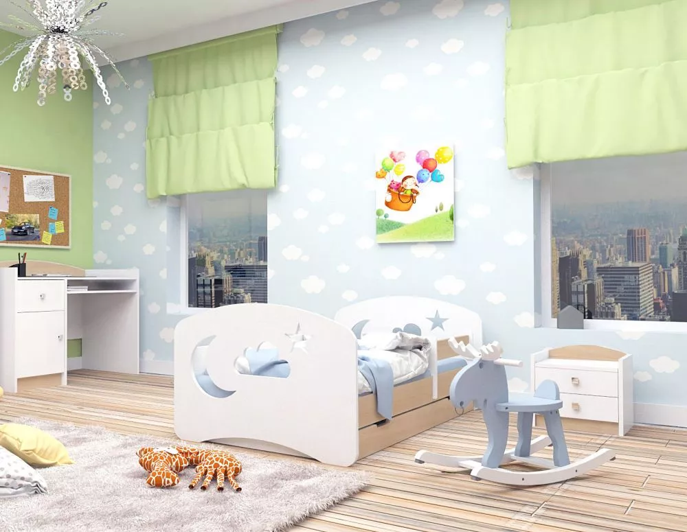 Bērnu gulta Happy Design Chmurka L02 140x70 ar stelāžu Guļamvietas platums: 70 cm, Guļamvietas garums: 140 cm, · 82 × 14