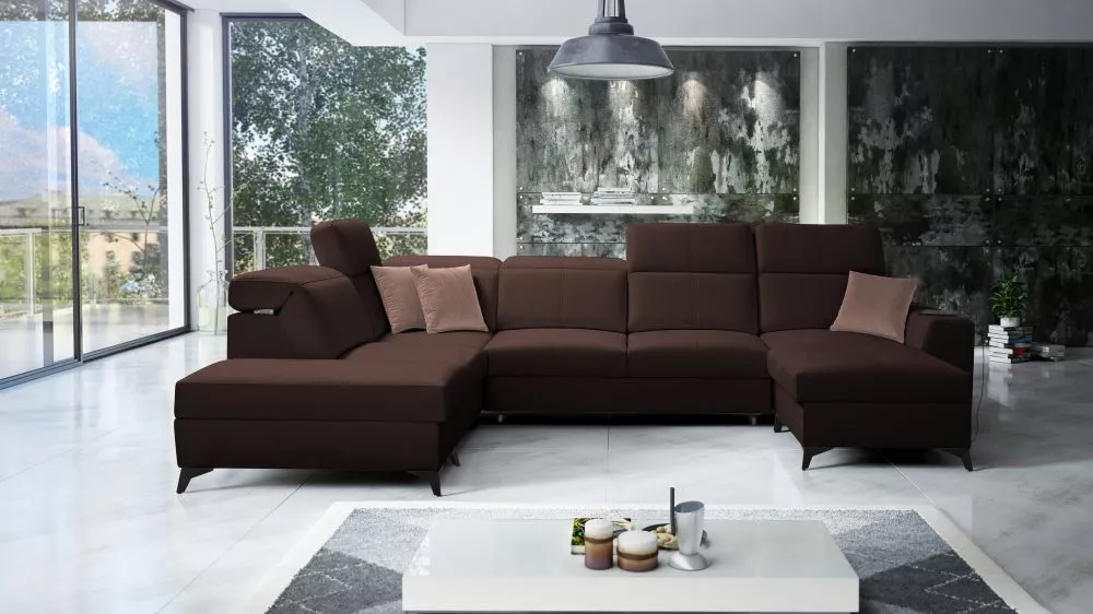 Dīvāns Belutti 6 Mix Standard · Tumši brūns + melns · 236 × 362 × 84 cm