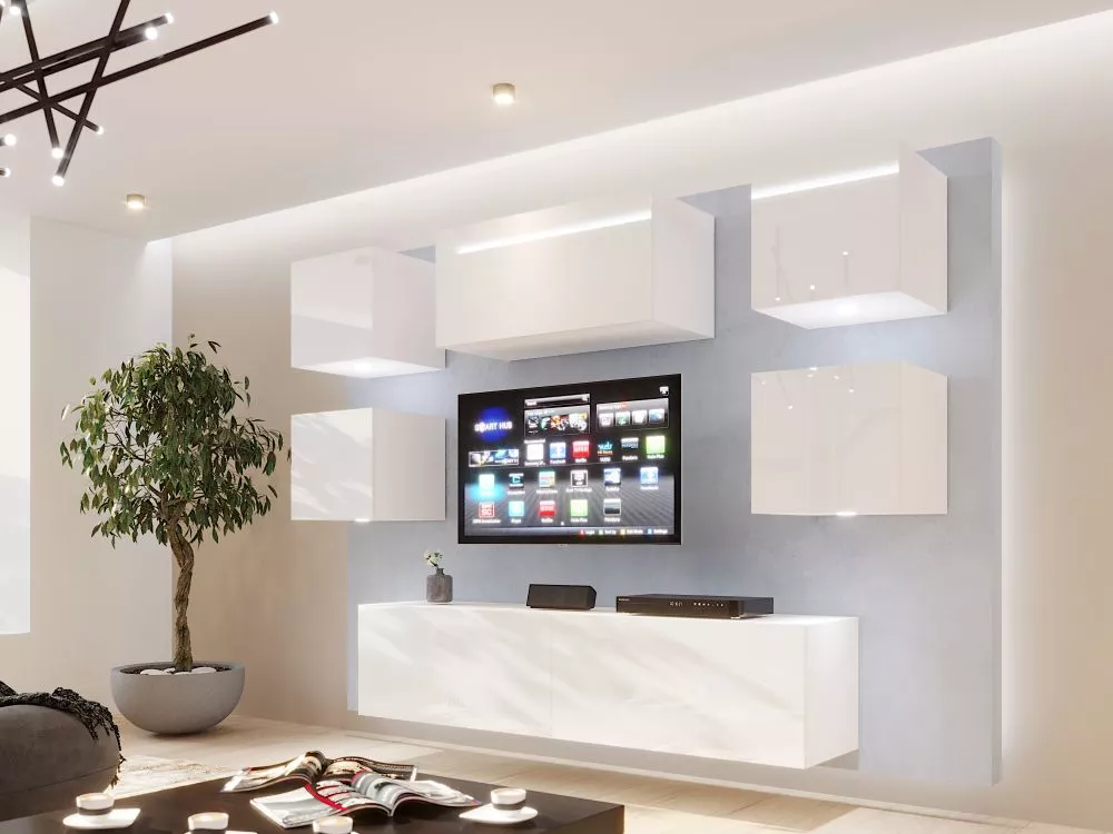 Sekcija Box 64 ar LED · Balts · 38 cm