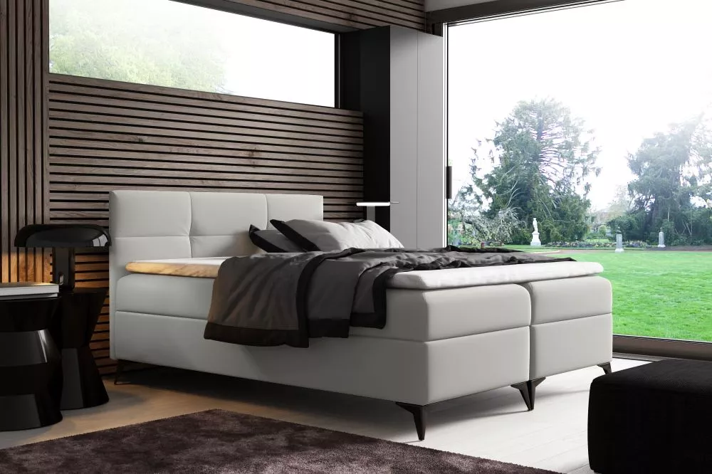 Gulta Figaro Boxspring Standard Guļamvietas platums: 160 cm, Guļamvietas garums: 200 cm, · Balts · 164 × 208 × 115 cm