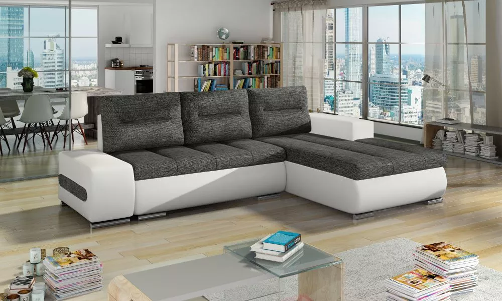 Dīvāns Ottavio Lux standard · Pelēks + balts · 180 × 275 × 85 cm