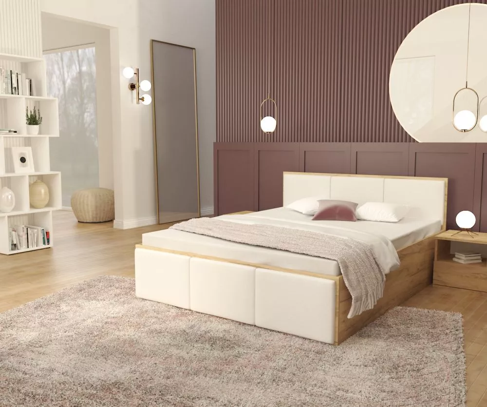Gulta Panama T Craft D ar stelāžu Guļamvietas platums: 180 cm, Korpusa krāsa: ozols kraft, Guļamvietas garums: 200 cm, s