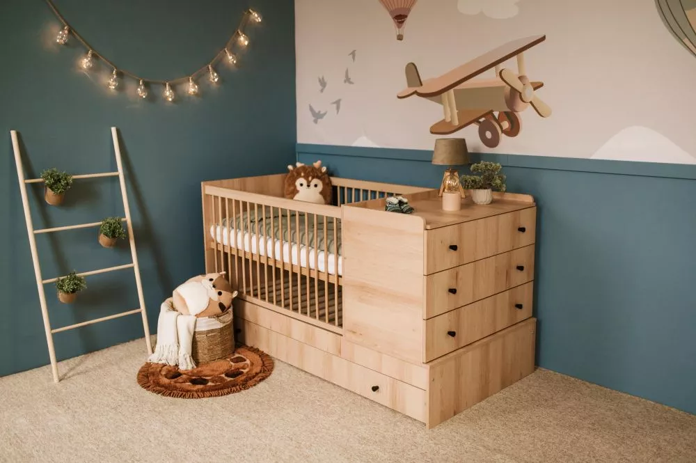 Bērnu gulta Kompakt ar stelāžu Guļamvietas platums: 80 cm, Guļamvietas garums: 120 cm, · Dižskābardis · 95 × 176 × 87 cm