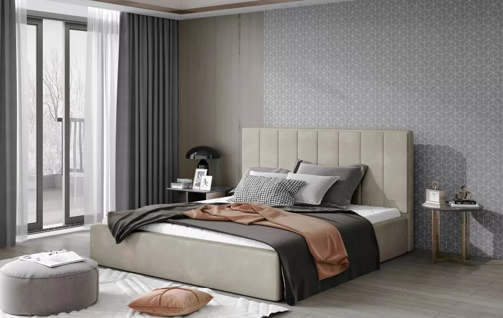 Gulta Audrey Standard ar stelāžu Guļamvietas platums: 180 cm, Guļamvietas garums: 200 cm, stelāžas tips: metāla, · Krēma