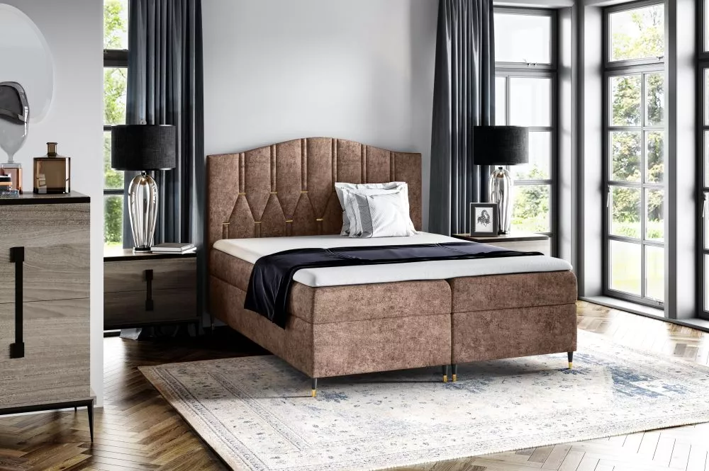 Gulta Vegas Comfort Boxspring Standard Guļamvietas platums: 160 cm, Guļamvietas garums: 200 cm, · Brūns · 164 × 208 × 13