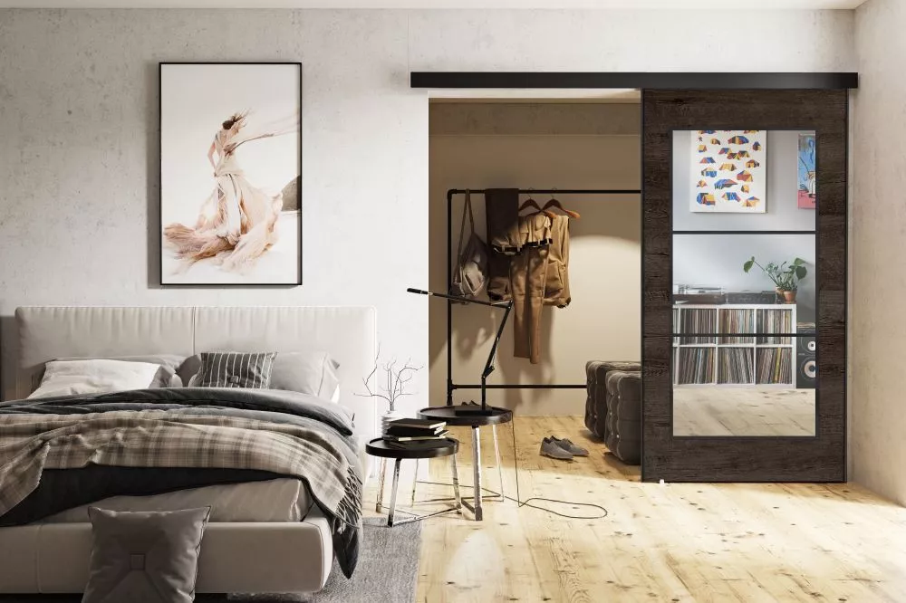 Bīdāmās durvis Tori Mirror · Tumšais osis · 106 × 205 cm