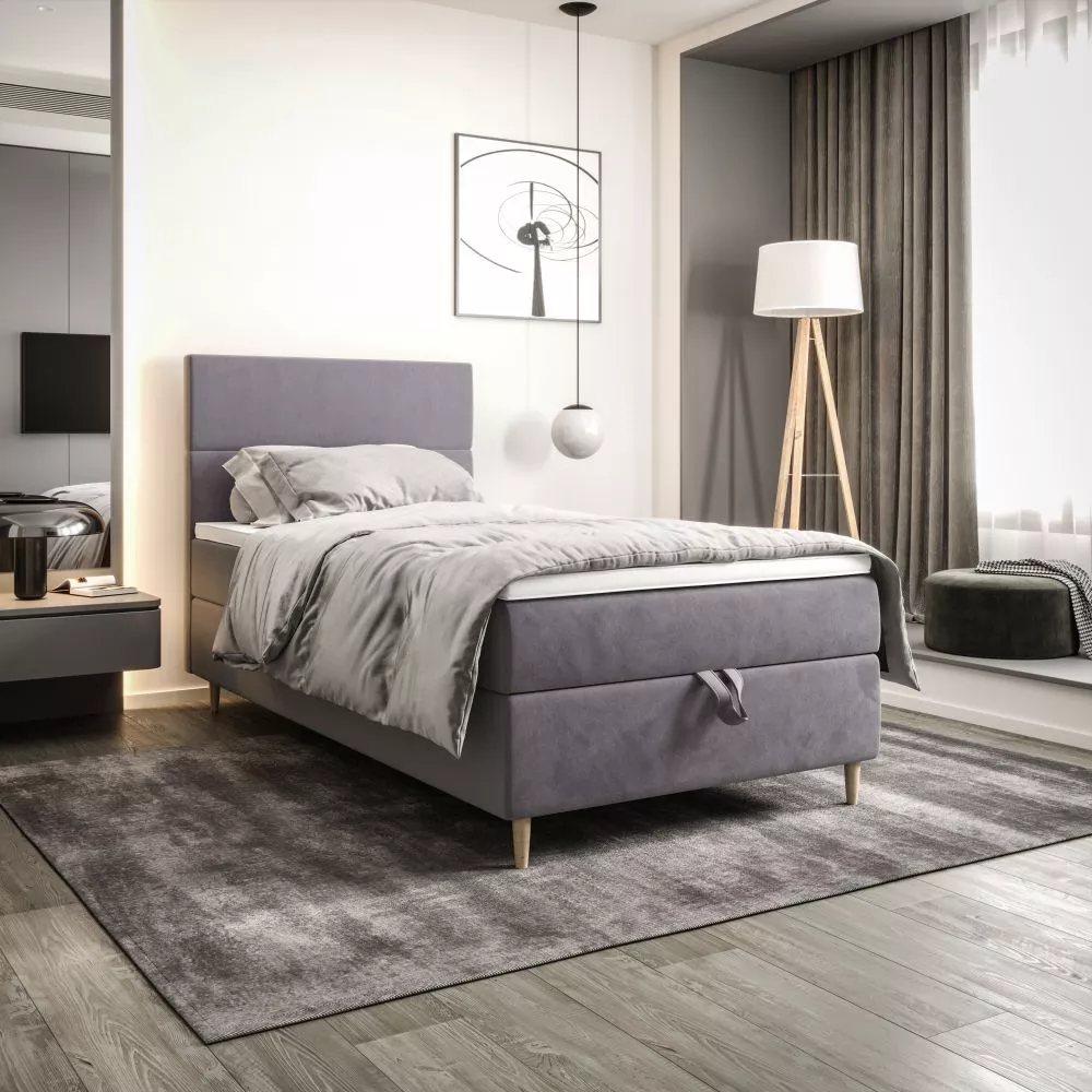 Gulta Flo P Boxspring Standard Guļamvietas platums: 120 cm, Guļamvietas garums: 200 cm, · Pelēks · 120 × 207 × 114 cm