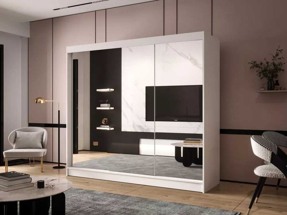 Skapis Dallas 3 · Balts · 200 × 58 × 215 cm
