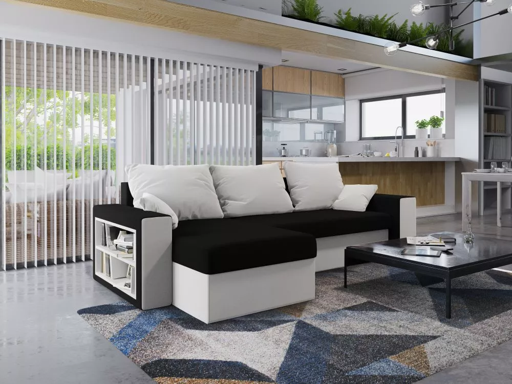Dīvāns Jork Standard · Melns + balts · 140 × 240 × 90 cm