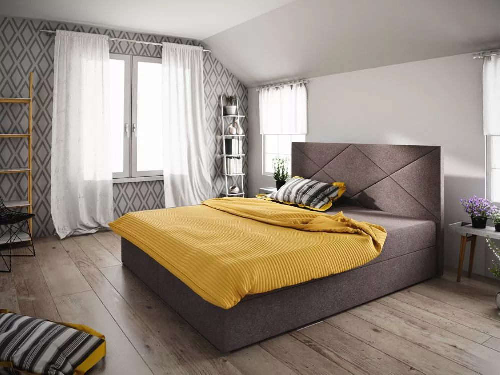Gulta Fado 4 Boxspring Standard Guļamvietas platums: 140 cm, Guļamvietas garums: 200 cm, · Brūns · 145 × 208 × 106 cm