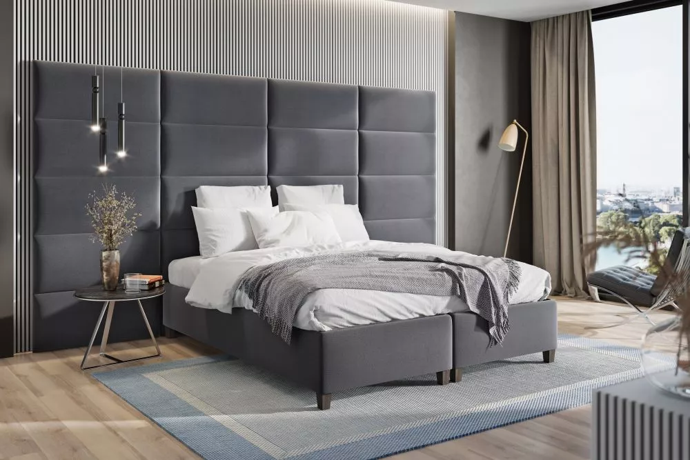 Gulta Smart Click Bonell Standard Guļamvietas platums: 180 cm, Guļamvietas garums: 200 cm, · Tumši pelēks · 268 × 200 × 