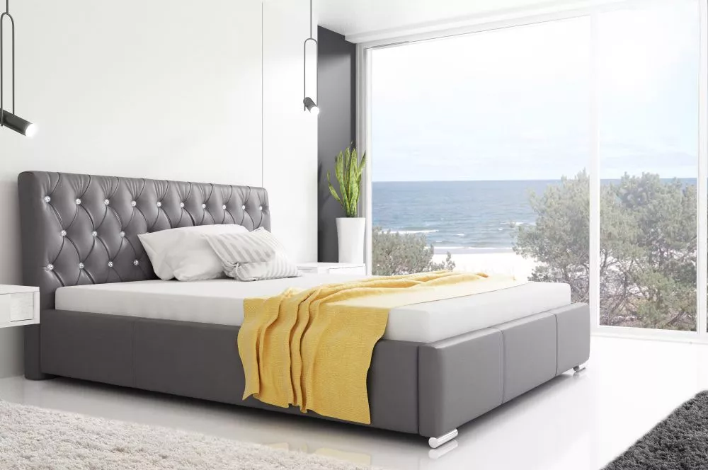 Gulta Retro standard ar stelāžu Guļamvietas platums: 140 cm, Guļamvietas garums: 200 cm, stelāžas tips: metāla, · Pelēks