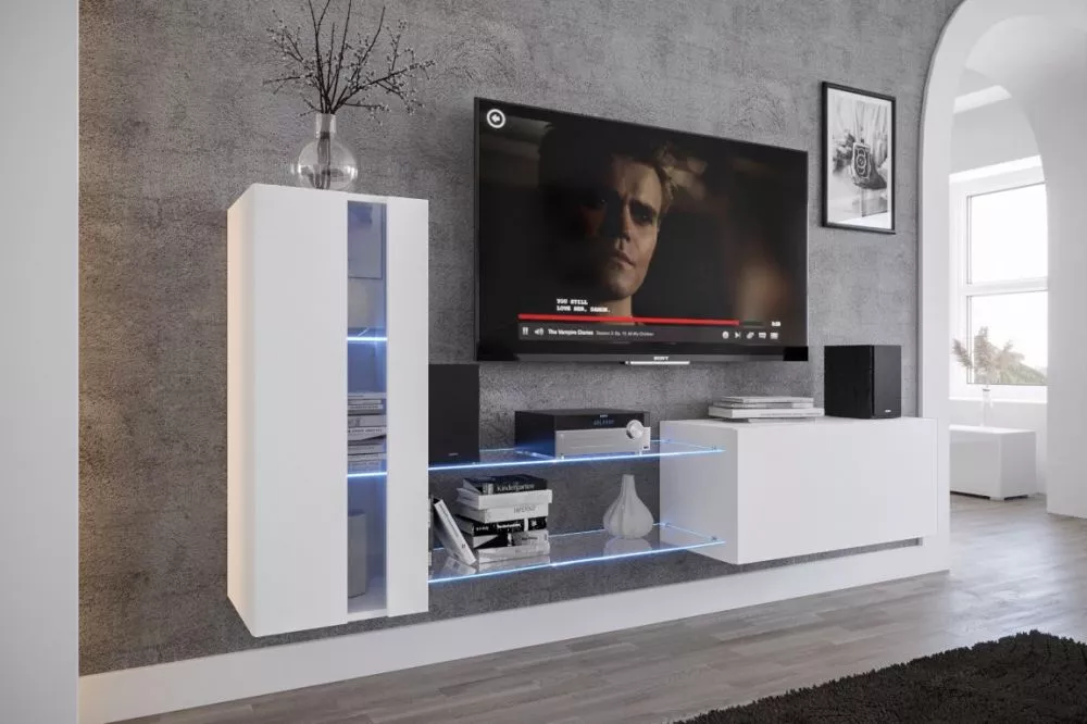Sekcija Concept 45N ar LED · Balts · 216,3 × 35 × 91 cm