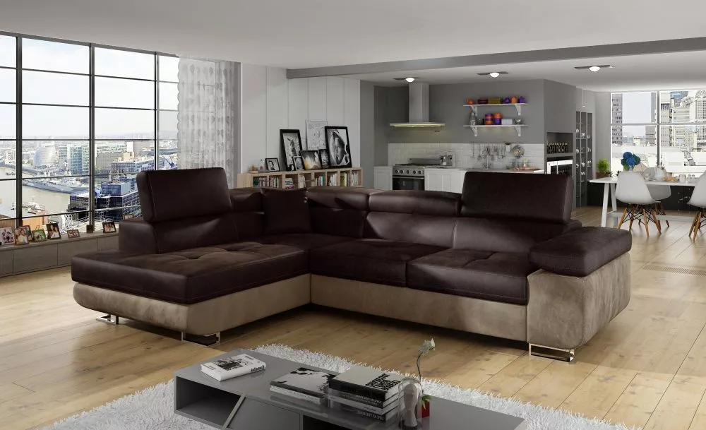 Dīvāns Anton Lux Standard · Brūns + gaiši brūns · 202 × 275 × 90 cm