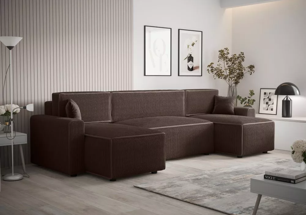 Dīvāns Mira U Bis Standard · Tumši brūns · 140 × 301 × 90 cm