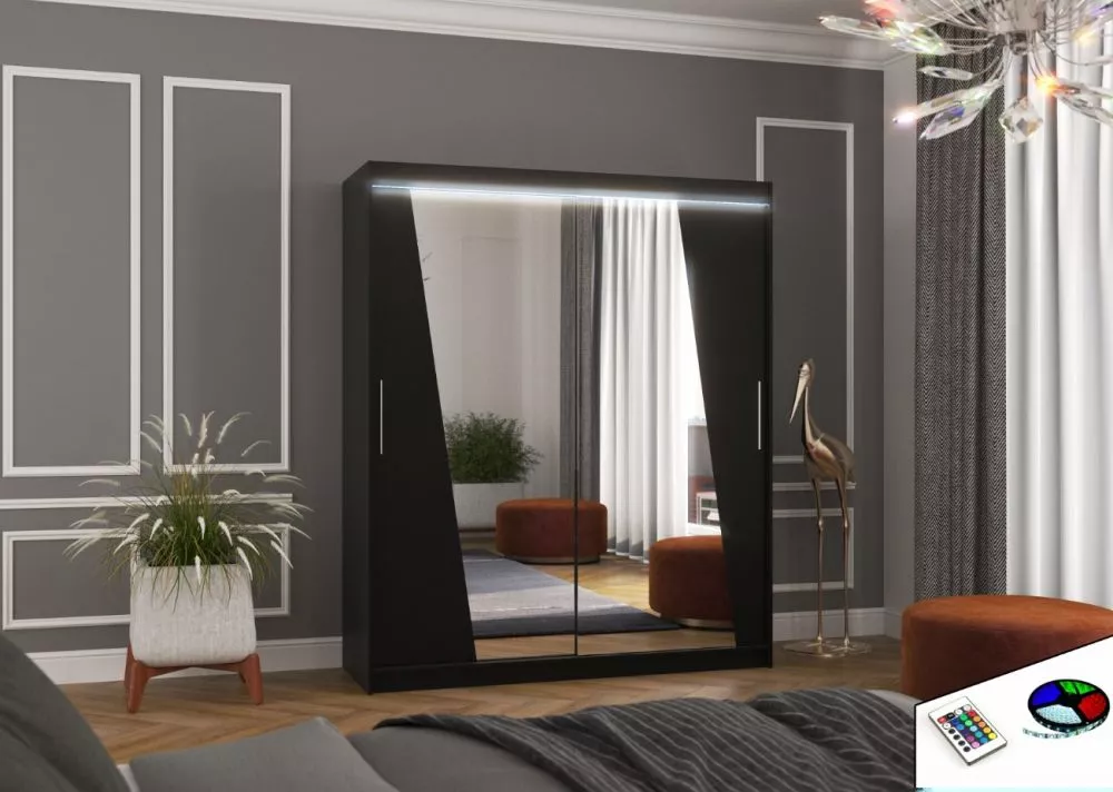 Skapis Preto ar LED · Melns · 180 × 58 × 215 cm