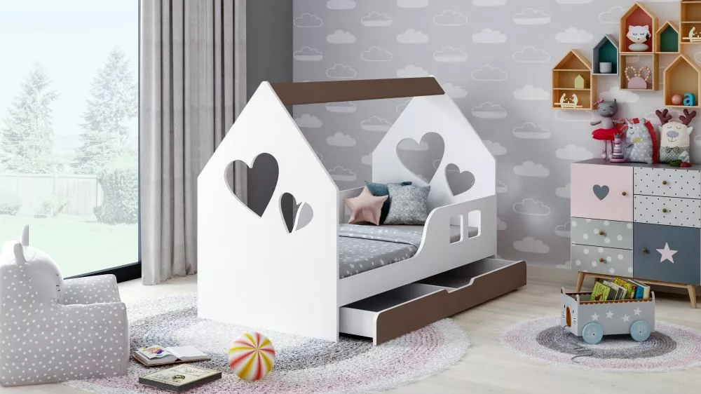 Bērnu gulta House 8 Comfort ar stelāžu Guļamvietas platums: 70 cm, Guļamvietas garums: 140 cm, · 74.5 × 145 × 106 cm
