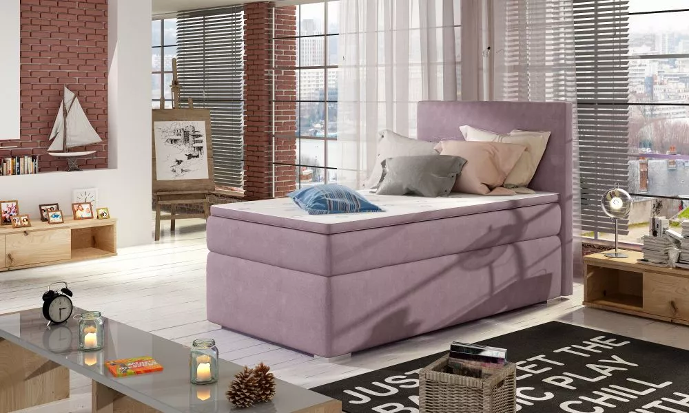 Gulta Rocco 90x200 Boxspring standard Guļamvietas platums: 90 cm, Guļamvietas garums: 200 cm, · Rozā · 92 × 205 × 126 cm