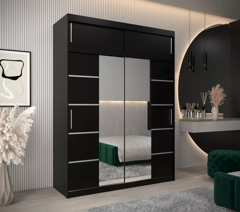 Skapis Verona 4 Premium · Melns · 180 × 62 × 240 cm
