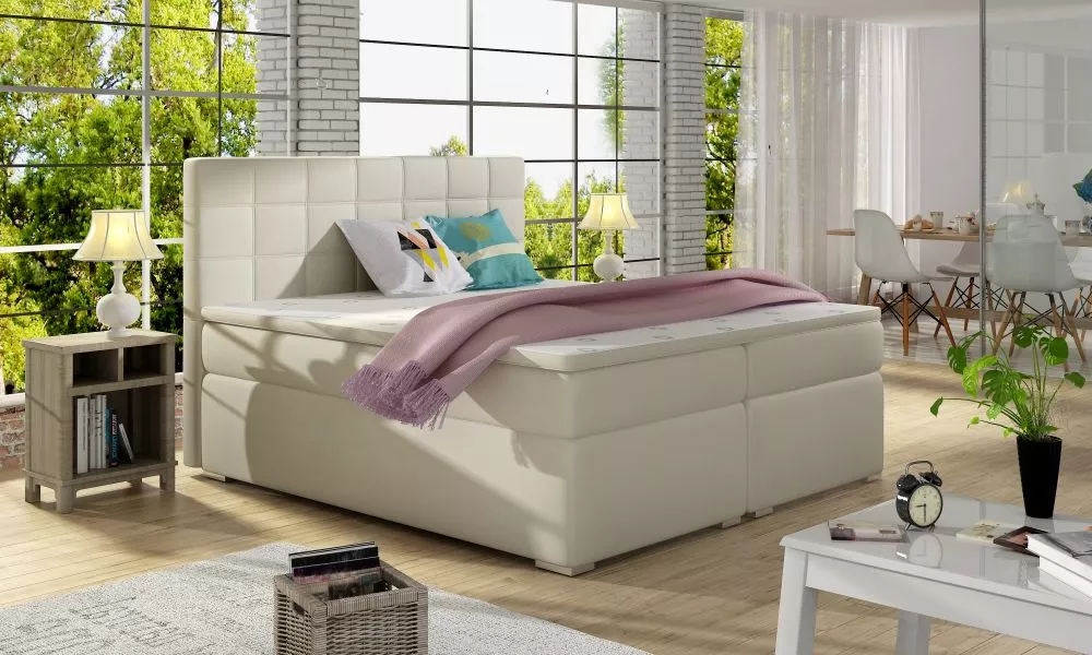 Gulta Alice Boxspring standard Guļamvietas platums: 180 cm, Guļamvietas garums: 200 cm, · Krēma · 183 × 205 × 126 cm