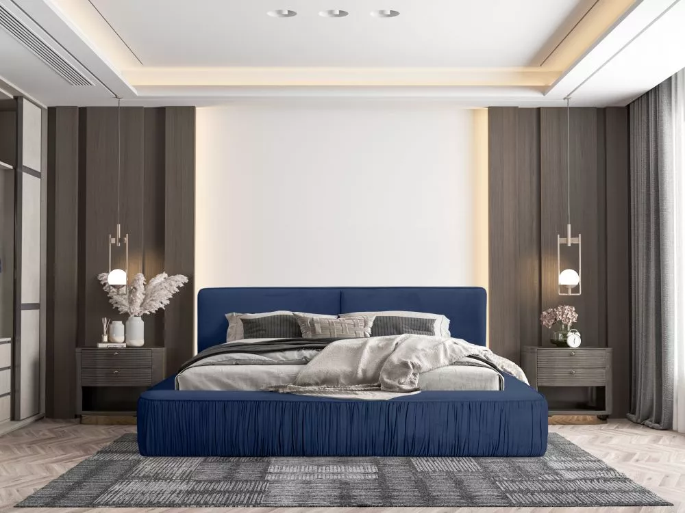 Gulta Naomi Standard ar stelāžu Guļamvietas platums: 160 cm, Guļamvietas garums: 200 cm, stelāžas tips: koka, · Zils · 1