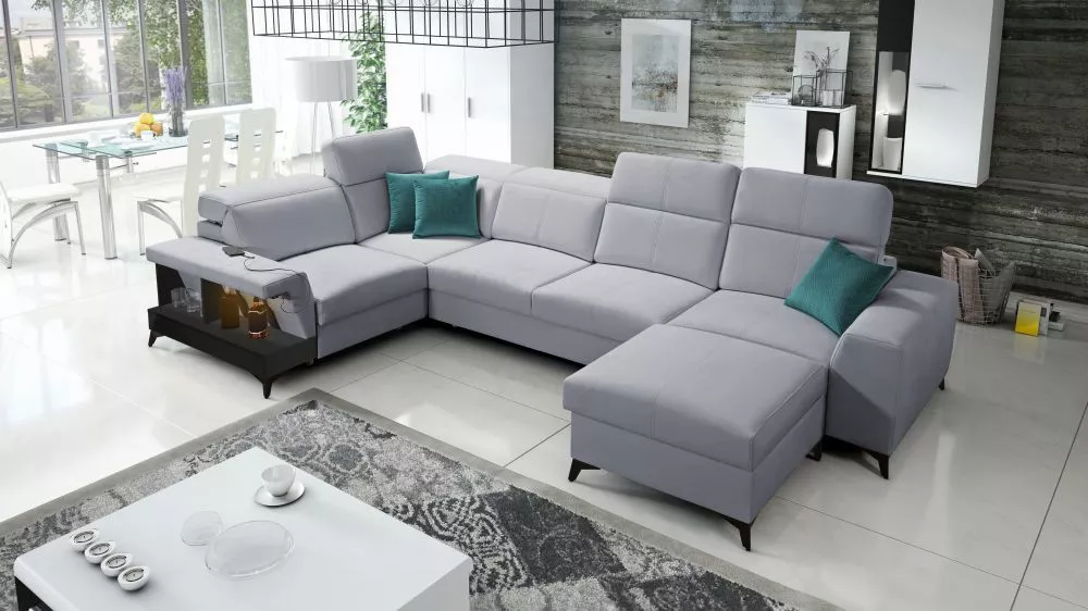 Dīvāns Belutti 4 Satin Black Standard ar LED · Pelēks · 212 × 362 × 84 cm