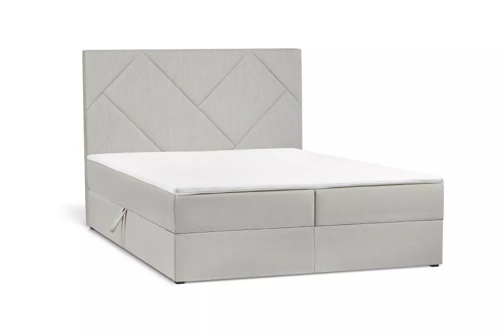 Gulta Monako Boxspring standard Guļamvietas platums: 140 cm, Guļamvietas garums: 200 cm, · Gaiši pelēks · 142 × 207 × 12