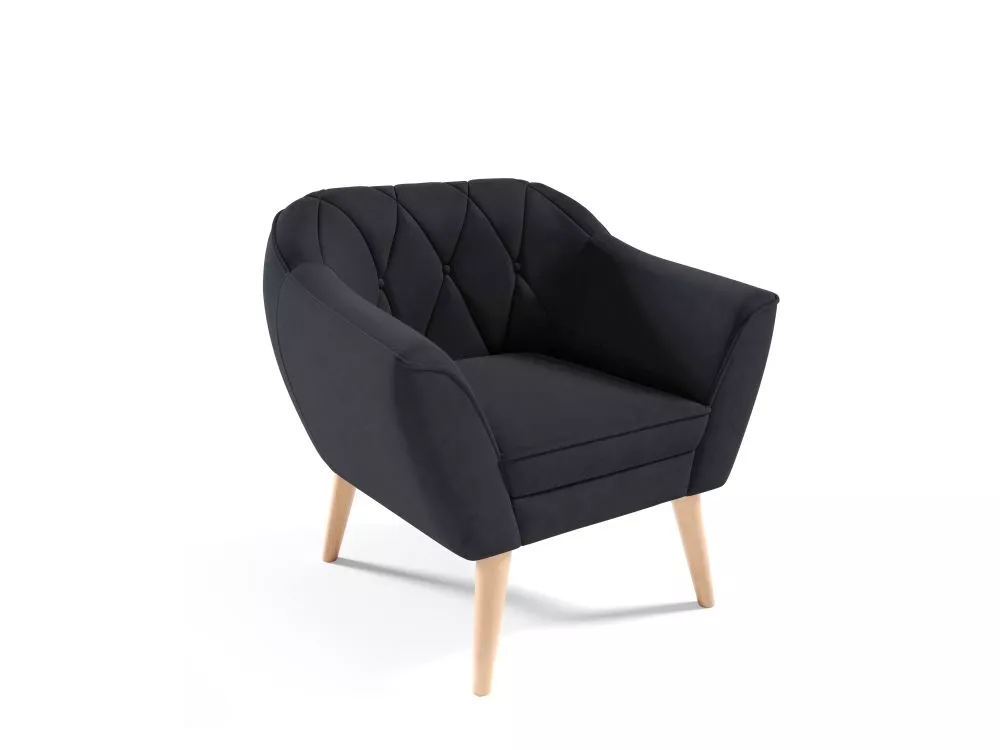 Mīksts krēsls Amelia typ 191 Standard Sēdvietas dziļums: 52 cm, · Melna · 80 × 74 × 75 cm