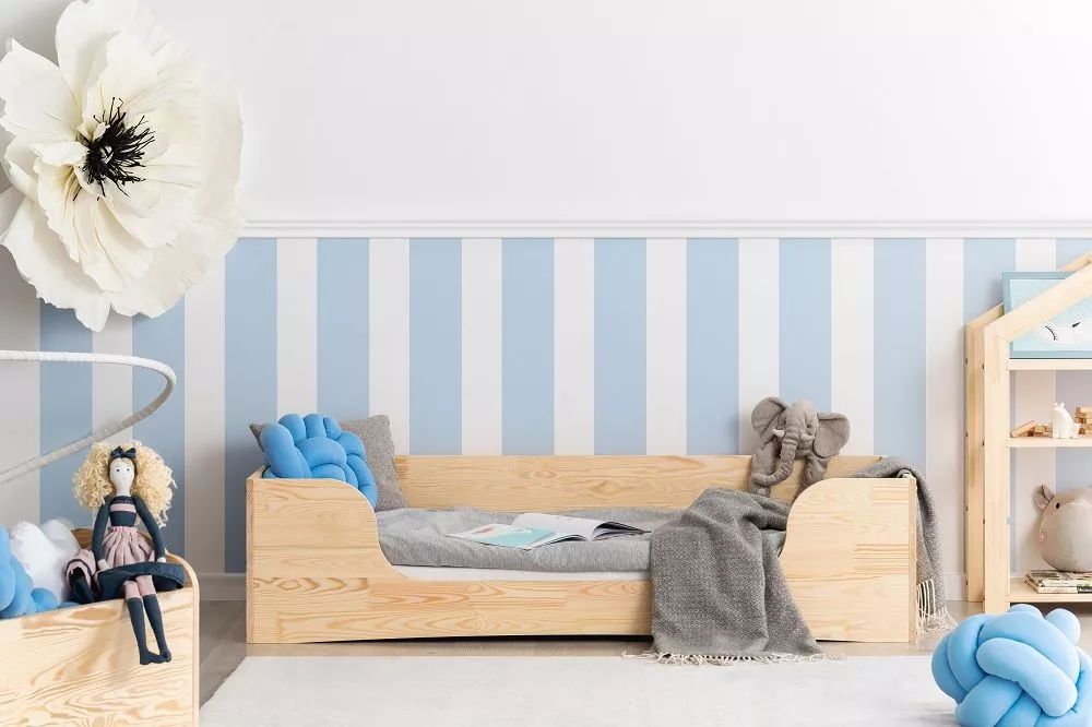 Bērnu gulta Pepe 4 ar stelāžu Guļamvietas platums: 60 cm, Guļamvietas garums: 120 cm, · Priede · 64 × 124 × 40 cm