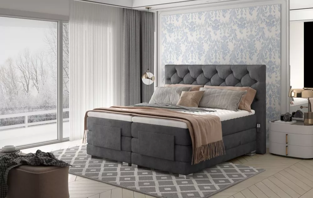 Gulta Clover Electric Boxspring Lux standard Guļamvietas platums: 180 cm, Guļamvietas garums: 200 cm, · Tumši pelēks · 1