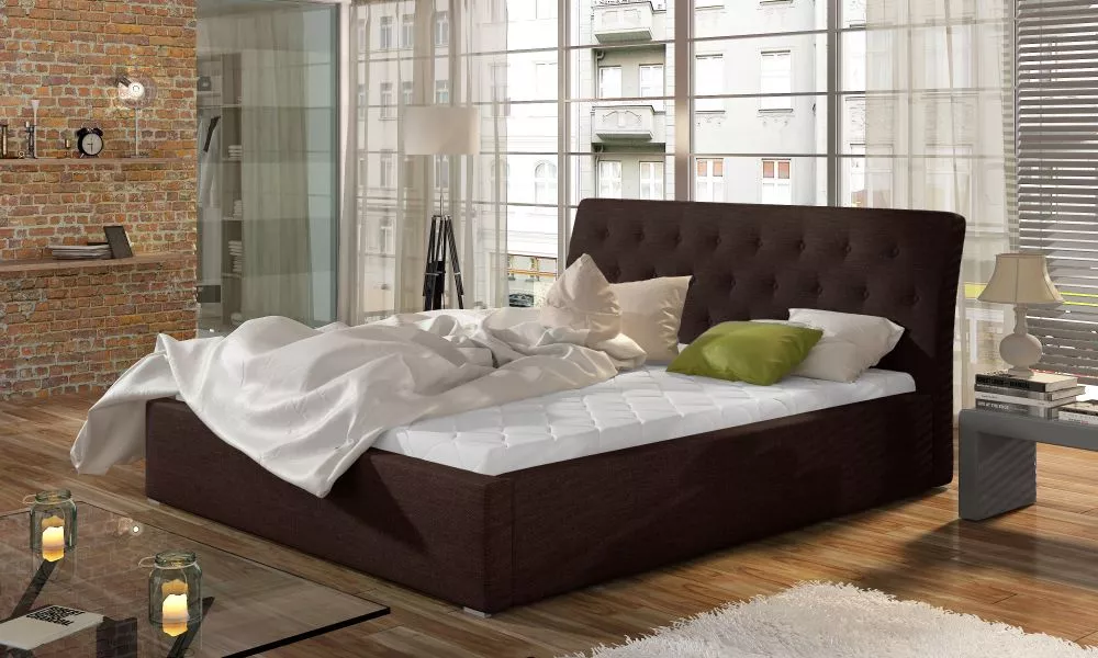 Gulta Milano standard ar stelāžu Guļamvietas platums: 200 cm, Guļamvietas garums: 200 cm, stelāžas tips: metāla, · Brūns