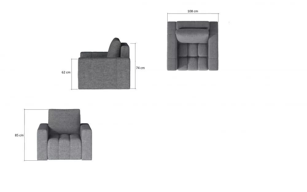 Mīksts krēsls Lazaro 1S Premium Standad · Tumši zils · 108 × 89 × 85 cm