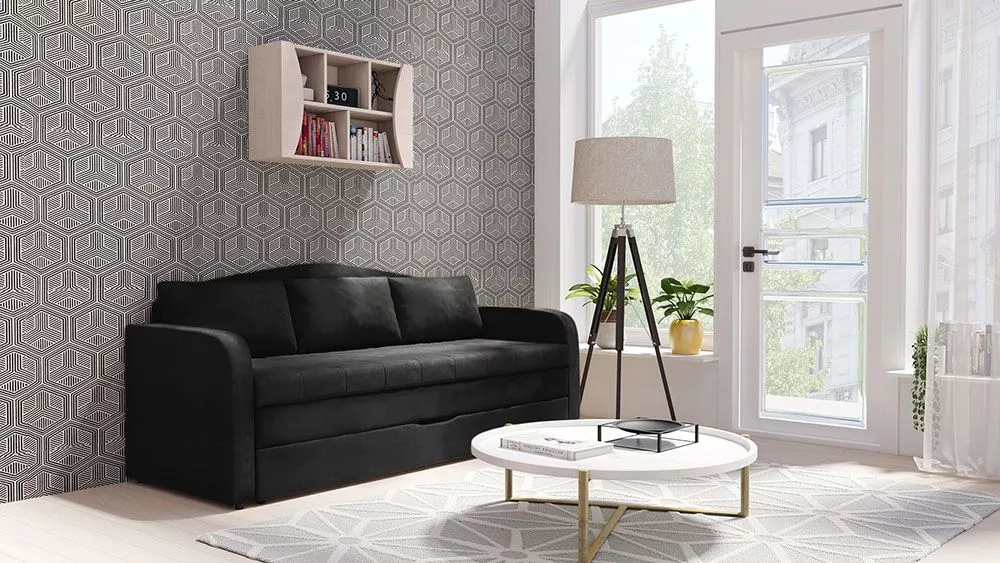 Dīvāns Tenus Sofa Standard · Melns · 76 × 208 × 86 cm
