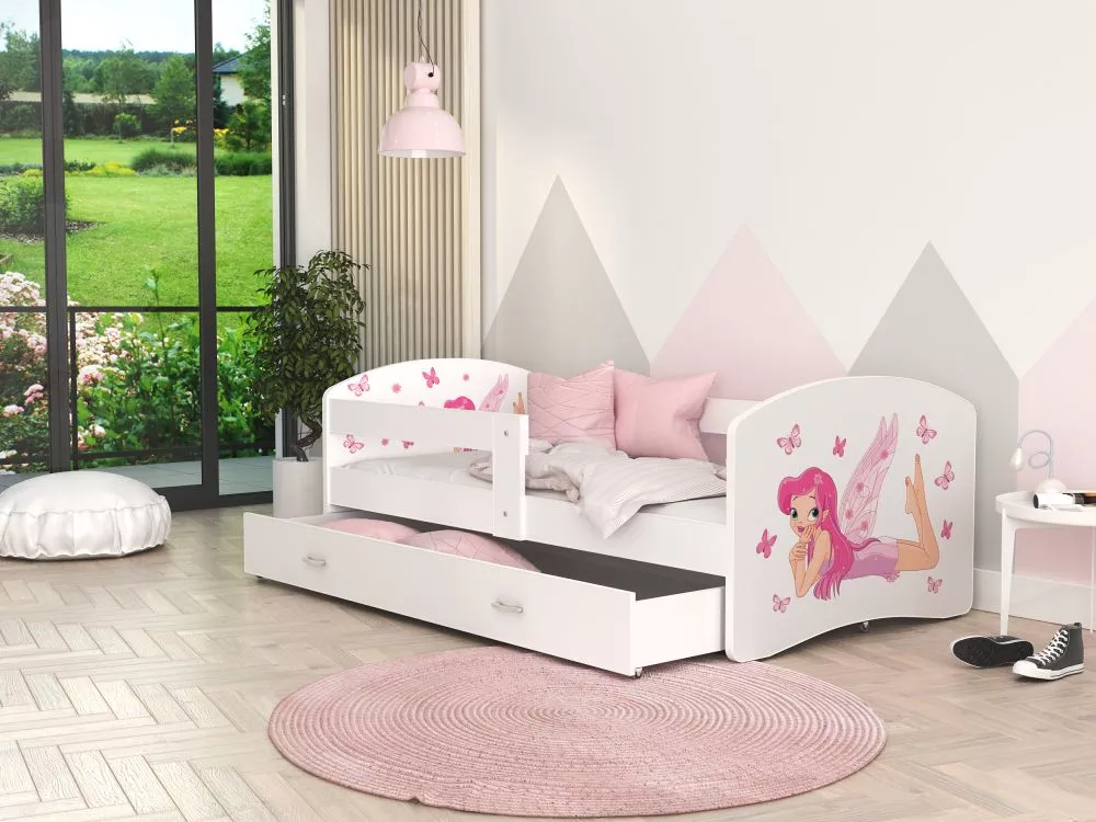 Bērnu gulta Lucky W04L ar stelāžu Guļamvietas platums: 80 cm, Guļamvietas garums: 160 cm, · 85 × 163 × 65 cm